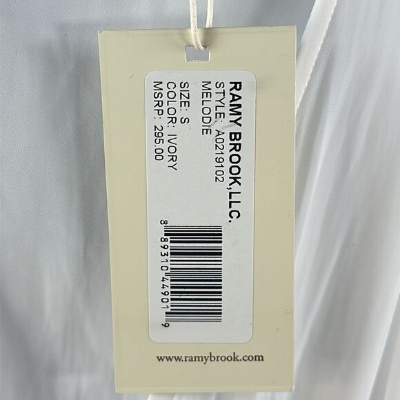 👗 Ramy Brook Melodie Ruffle Trim Top – Ivory, Size Small - Picture 2 of 4